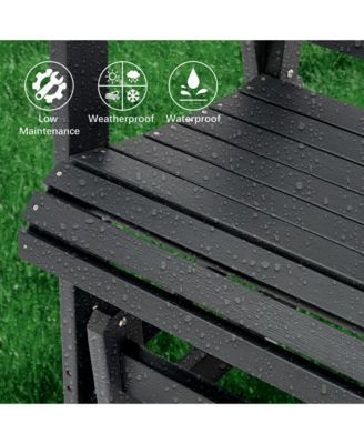 2-Seat Patio Glider HIPS Rocking Chair with Removable cup holder，Bench with Back & Hips Comfortable   Support，Heavy Duty 900 lbs，for Outdoor