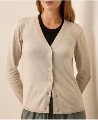 Women's Organic Cotton Classic Fine Knit V-Neck Cardigan