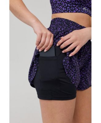 Women's Elite 2 in 1 Running Shorts - Purple Leopard