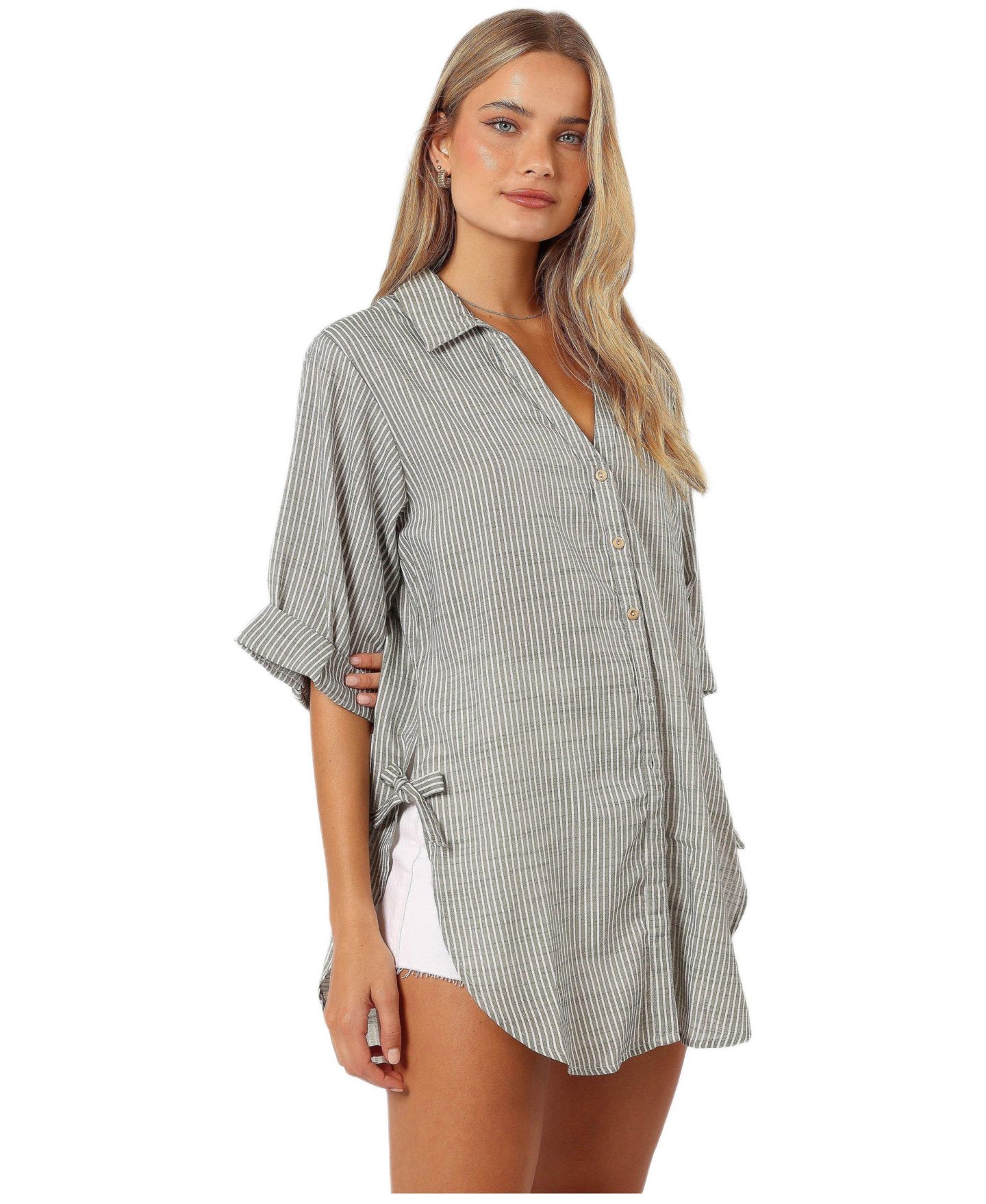 Женская рубашка Petal and Pup Wren Oversized, цвет: Оливковый — фото 3