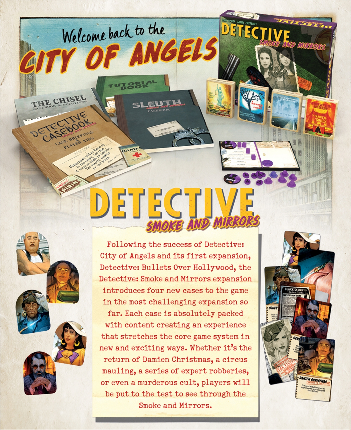 Van Ryder Games Detective City Of Angels Smoke And Mirrors Expansion Board Game In Multi