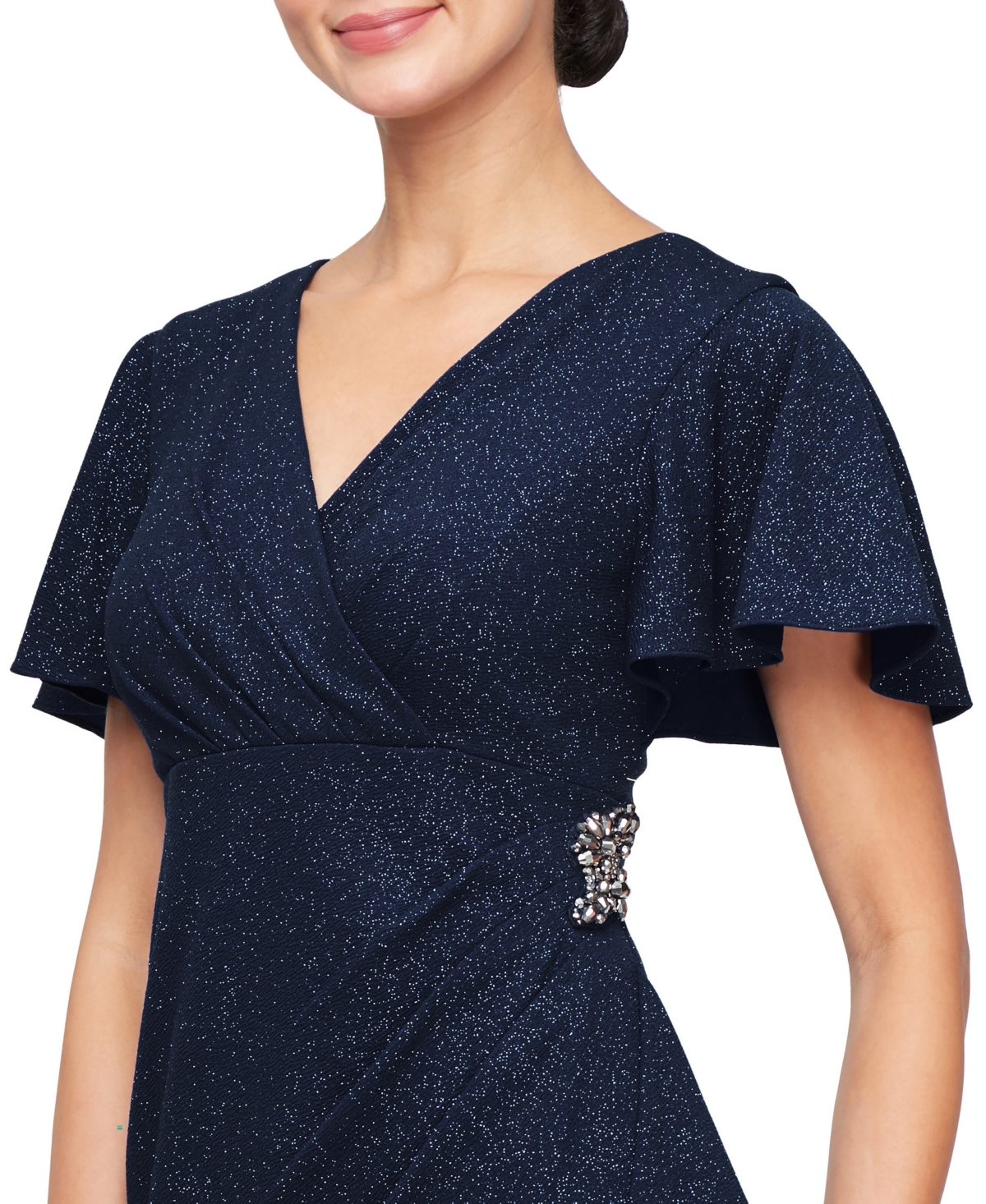 Sl Fashions Petite Long Flutter Sleeve Dress
