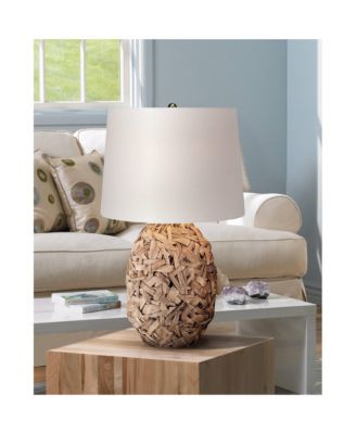 Nantucket Modern Coastal Table Lamp 26" High Natural Woven Seagrass White Drum Shade for Bedroom Living Room House Bedside Nightstand