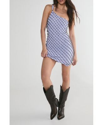 Women's One Shoulder Studded Mini Dress