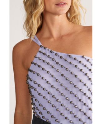 Studded Asymmetric One Shoulder Top