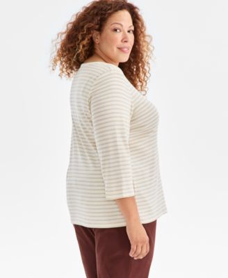 Plus Size Printed 3/4-Sleeve Top, Macy's Exclusive