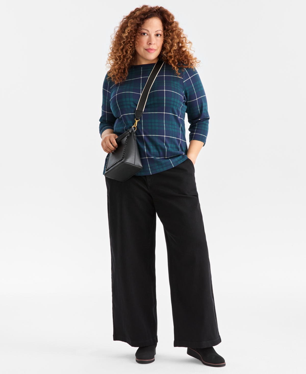 Style & Co Plus Size Printed Knit 3/4-Sleeve Top, Macy's Exclusive