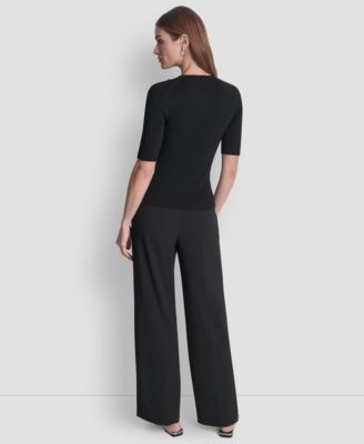 Women's Button Detail Short Sleeve Sweater