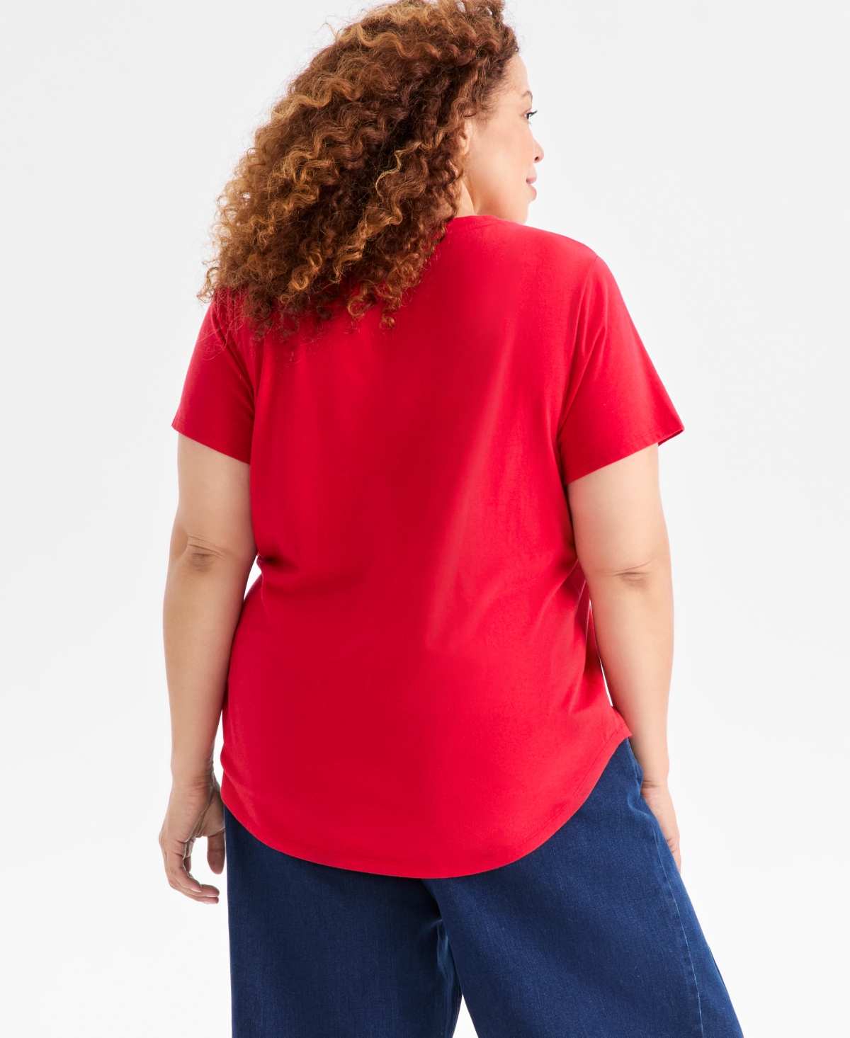 Style & Co Plus Size Holiday Tree Graphic T-shirt, Macy's Exclusive In Red