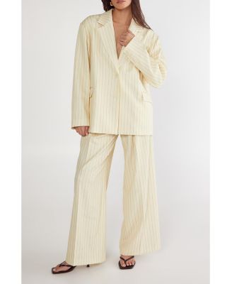 Women's Oversized Pinstripe Tailored Blazer