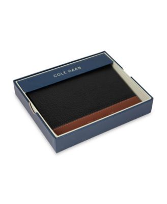Men's RFID Two-Tone Pebbled Magnetic Passport Wallet