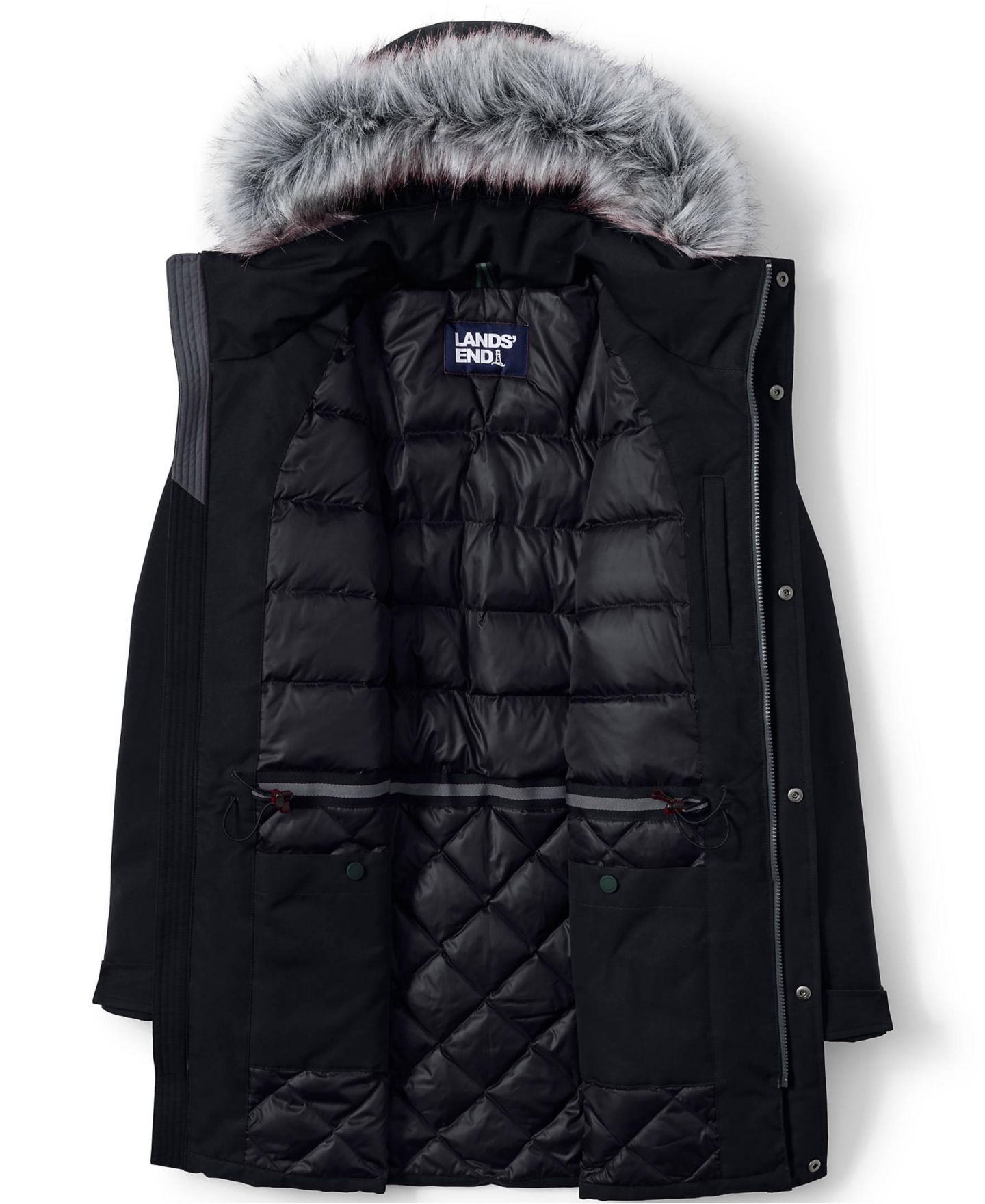 Мужская куртка Lands' End Big & Tall Expedition Waterproof Down Parka, цвет: Чёрный — фото 4