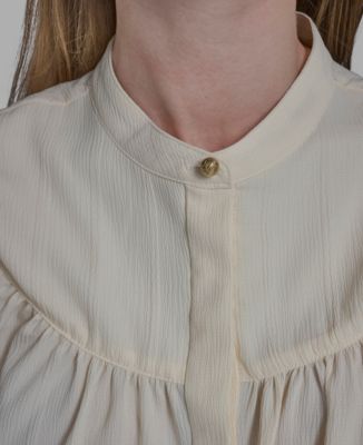 Women's Long Sleeve Tie Collar Top