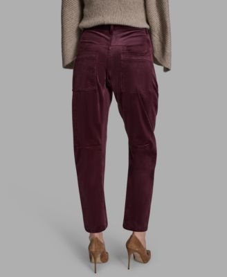 Women's Velvet Barrel Mid Rise Dropped Crotch Pants