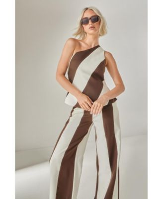 Women's Stripe Tailored Wide Leg Pants