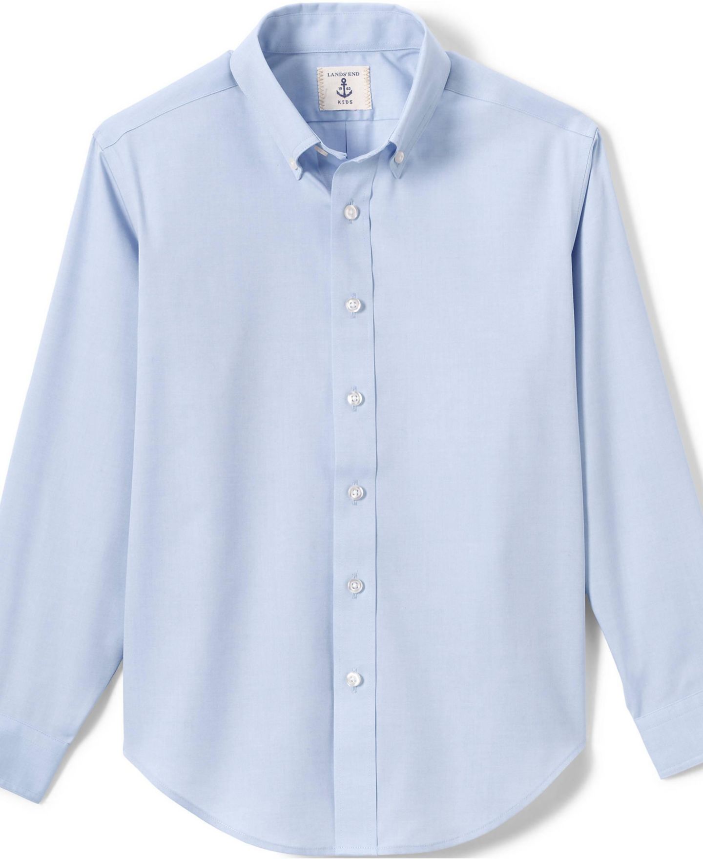 Рубашка Lands' End Long Sleeve No Iron Pinpoint Dress Shirt для мальчиков, цвет: Синий, вариант 1 — фото 13