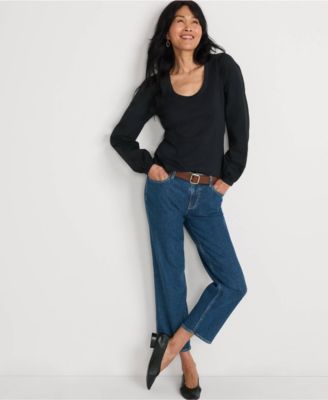 Women's Supima Interlock Scoop Neck Blouson Sleeve Top