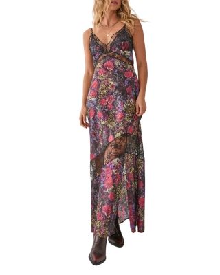 Women's Satin Lace Maxi Slip Dress