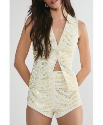 Women's Zebra V-Neck Tailored Vest