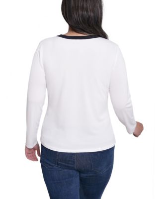 Women's Long Sleeve Contrast Detail Top