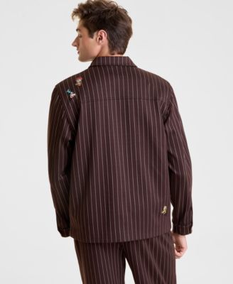 Men's Mickey Mouse Pinstripe Button Front Shirt Jacket, Macy's Exclusive