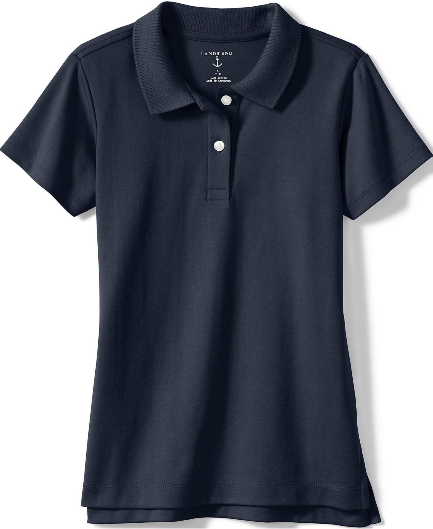Детское поло Lands' End School Uniform Girls Short Sleeve Feminine Fit Interlock Polo Shirt, цвет: Тёмно-синий — фото 18