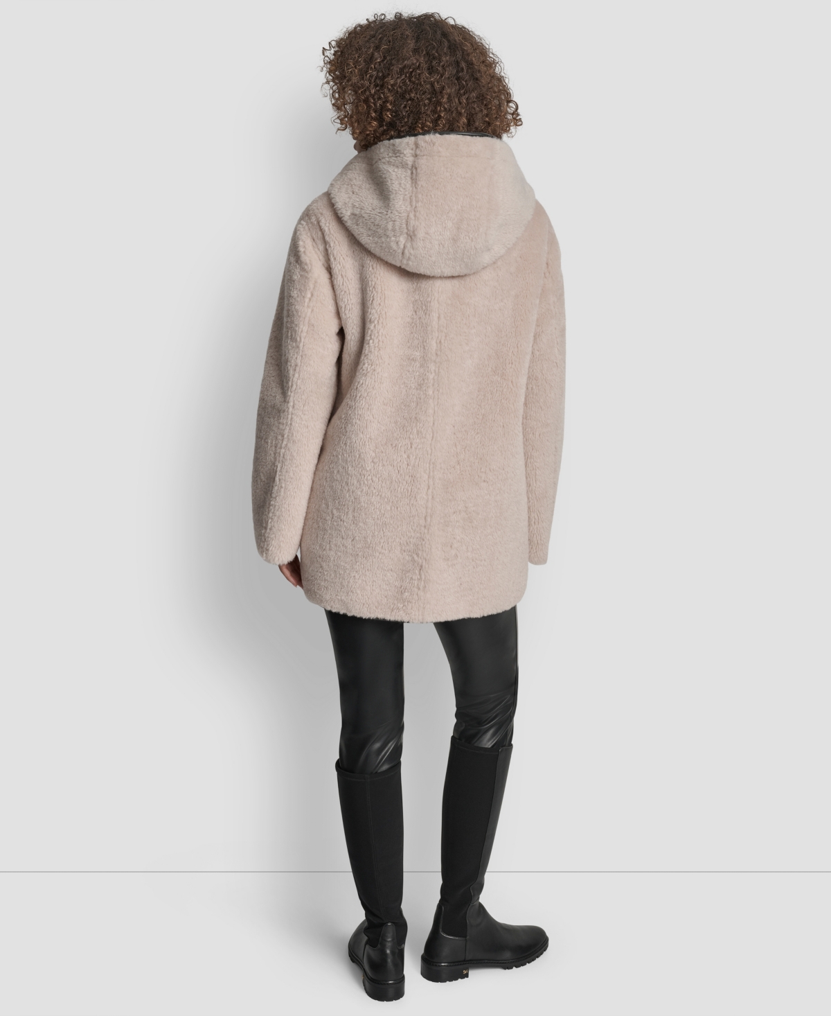 Dkny Faux Fur Toggle Hooded Jacket In Neutral