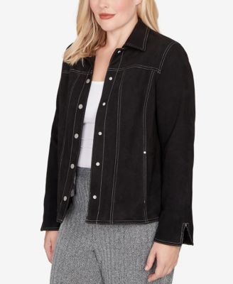 Women's Jet Setter Print Lining Faux Suede Jacket