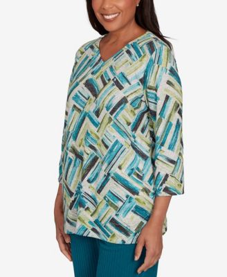 Women's Lake Champlain Detailed V Neck Brushstroke Top
