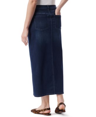 Women's Petite Front-Slit Denim Maxi Skirt