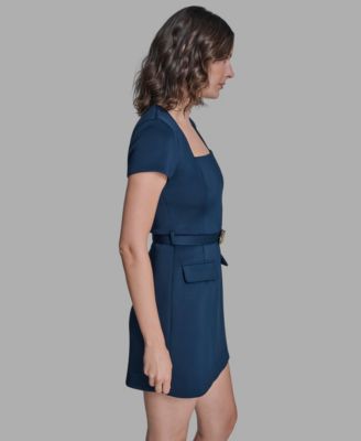 Women's Square-neck Belted Dress