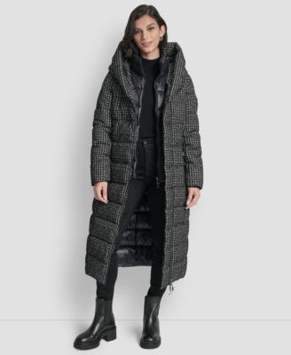 Women's Bibbed Shawl Collar Hooded Puffer Coat
