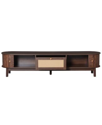Modern Storage Cabinet Farmhouse TV Stand with Rattan Drawer