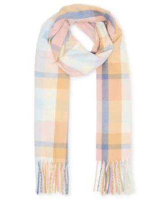 Steve Madden - Women's Color Blocked Out Plaid Fringe Scarf