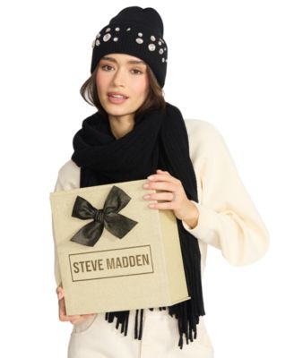 Women's Embellished Beanie and Knit Scarf Holiday Gift Set, 2-Piece