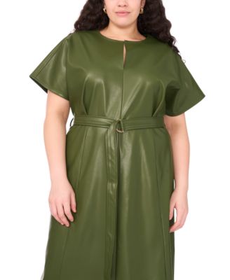 Plus Size Dolman Sleeve Belted Midi Dress