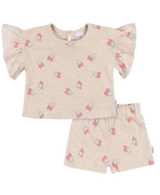 Toddler Girls 2-Piece Shirt and Shorts Set, Green Leaves, 5T