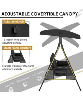 3-Seat Porch Swings with Adjustable Canopy