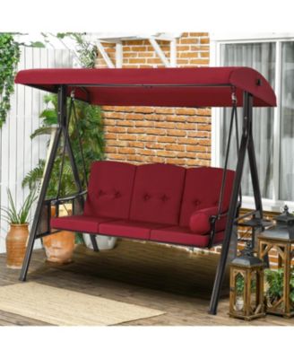 3-Seat Porch Swings with Adjustable Canopy