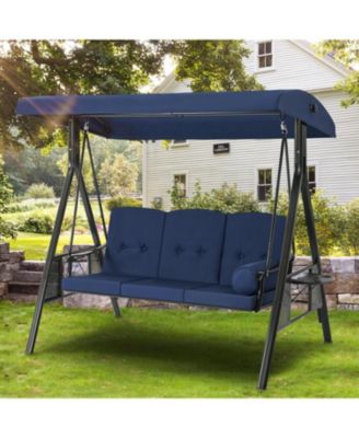 3-Seat Porch Swings with Adjustable Canopy