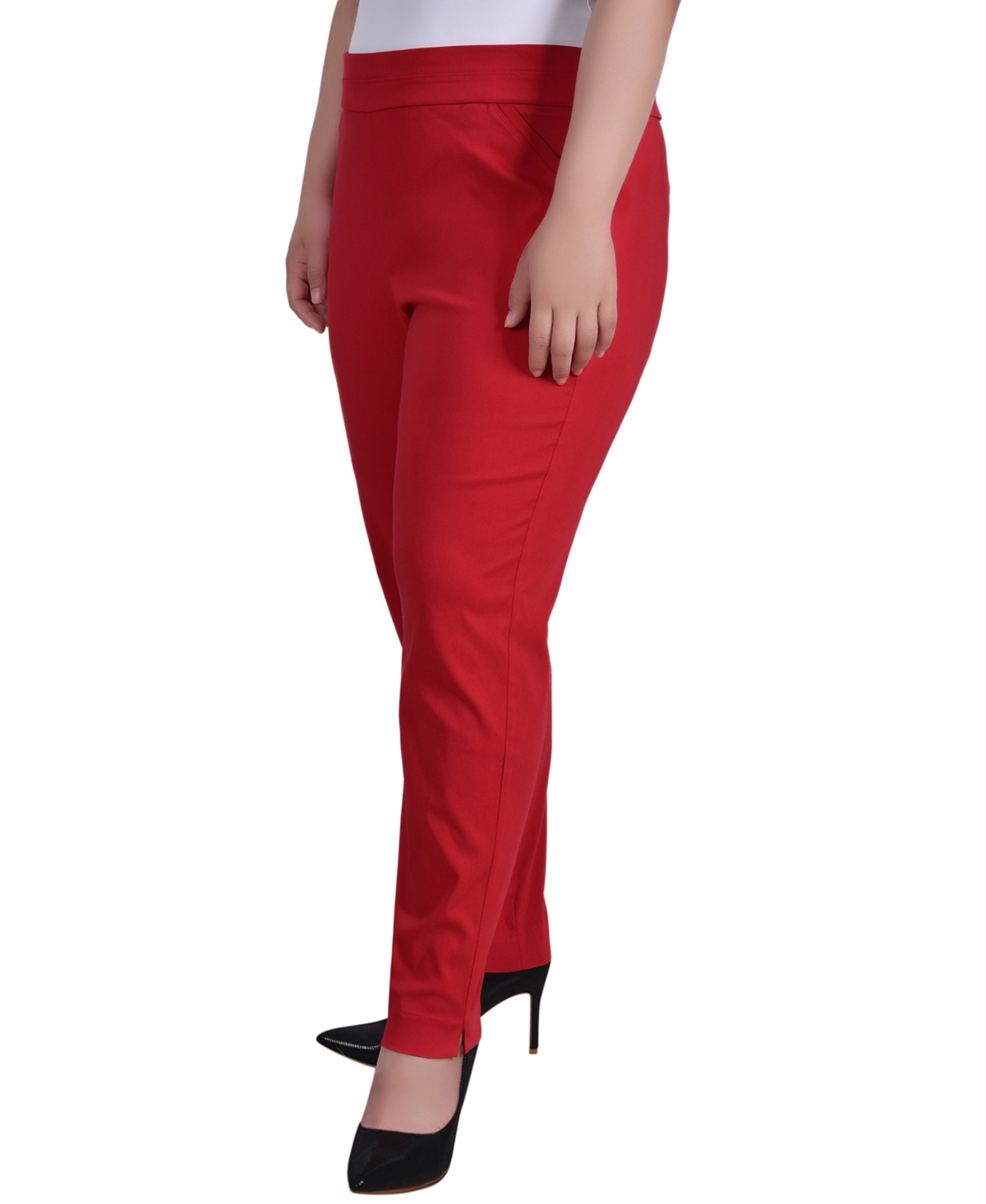 Ny Collection Plus Size Scuba Crepe Ankle Pant In Red