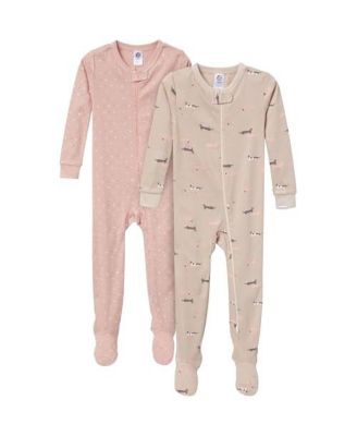 Baby Gender Neutral Snug Fit Footed Pajamas, 2-Pack, Dog