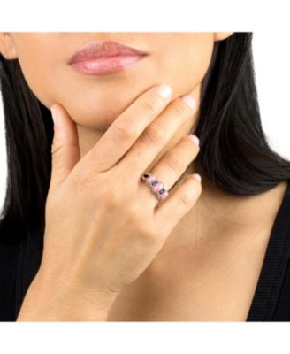 Sterling Silver Pink Opal Gemstone 3-Stone Ring, Size 9