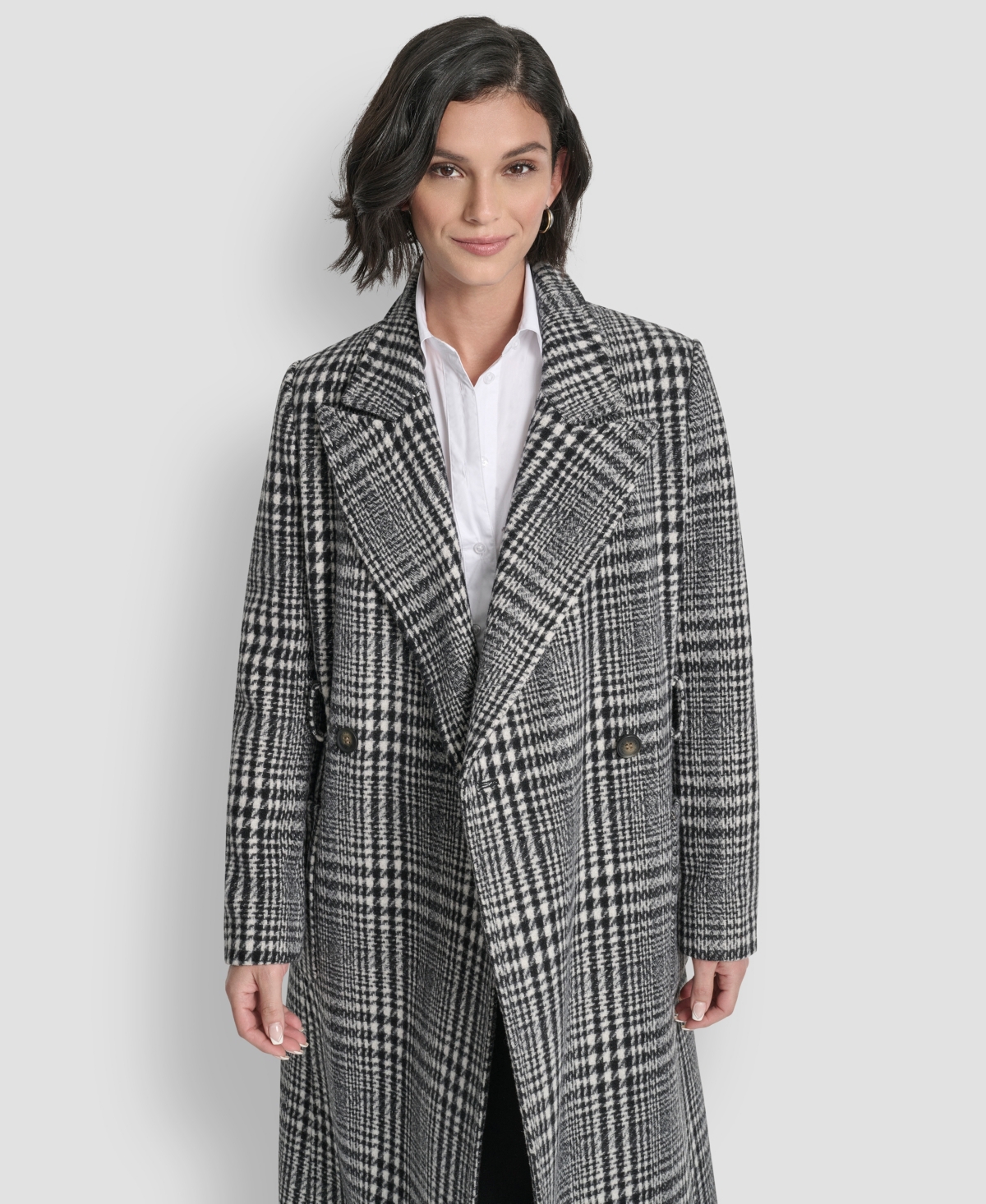 Dkny Women's Notch Collar Belted Wrap Coat In Gray