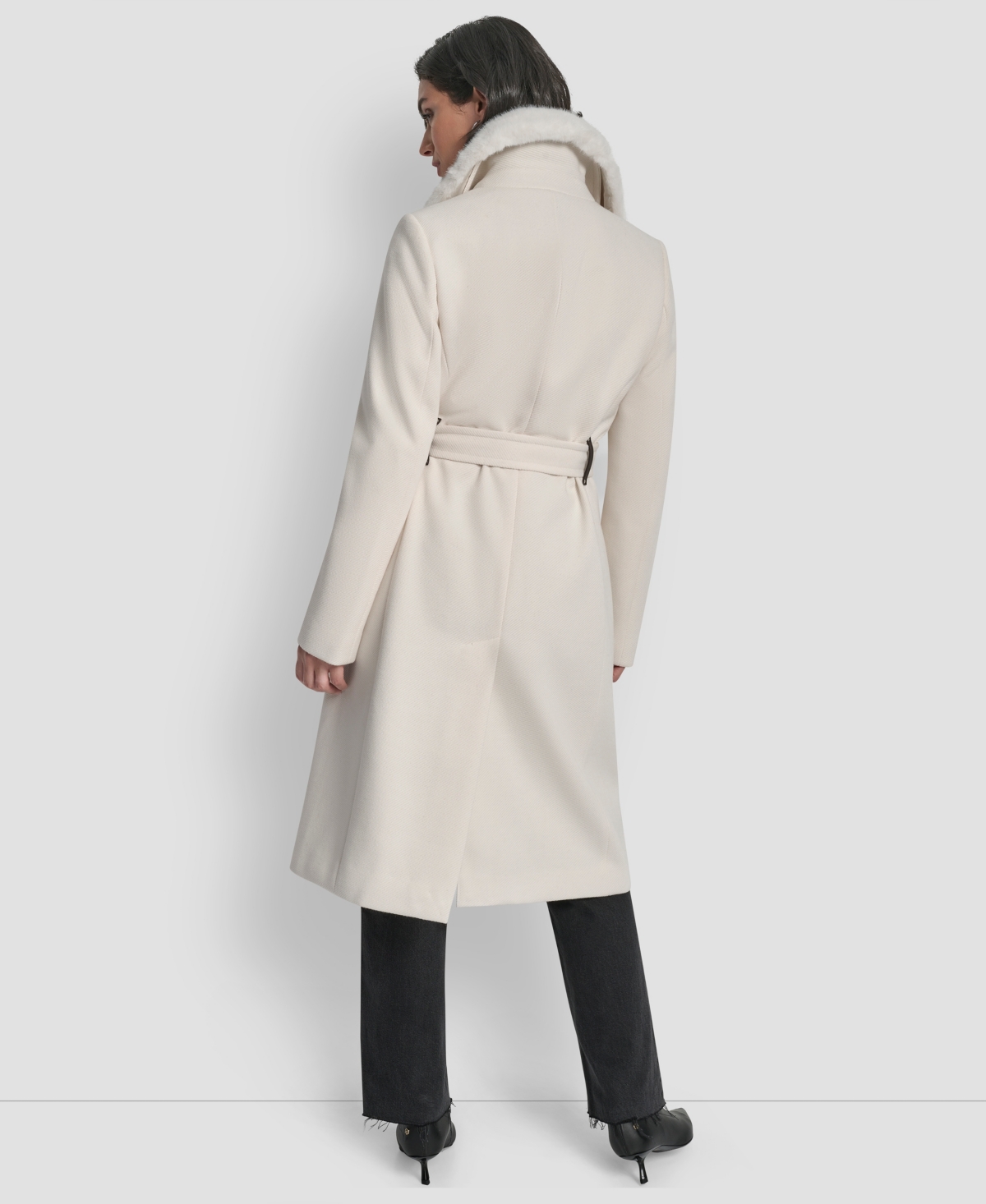 Dkny Women's Single-breasted Pillow Collar Coat In White