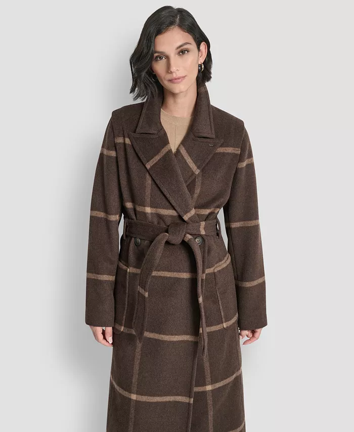 Women's Notch Collar Belted Wrap Coat - thumbnail 9