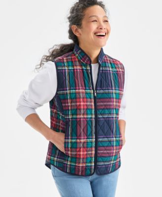 Style & Co - Women's Festive Plaid Easy Quilted Vest