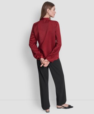 Women's Crushed Satin Long Sleeve Blouse