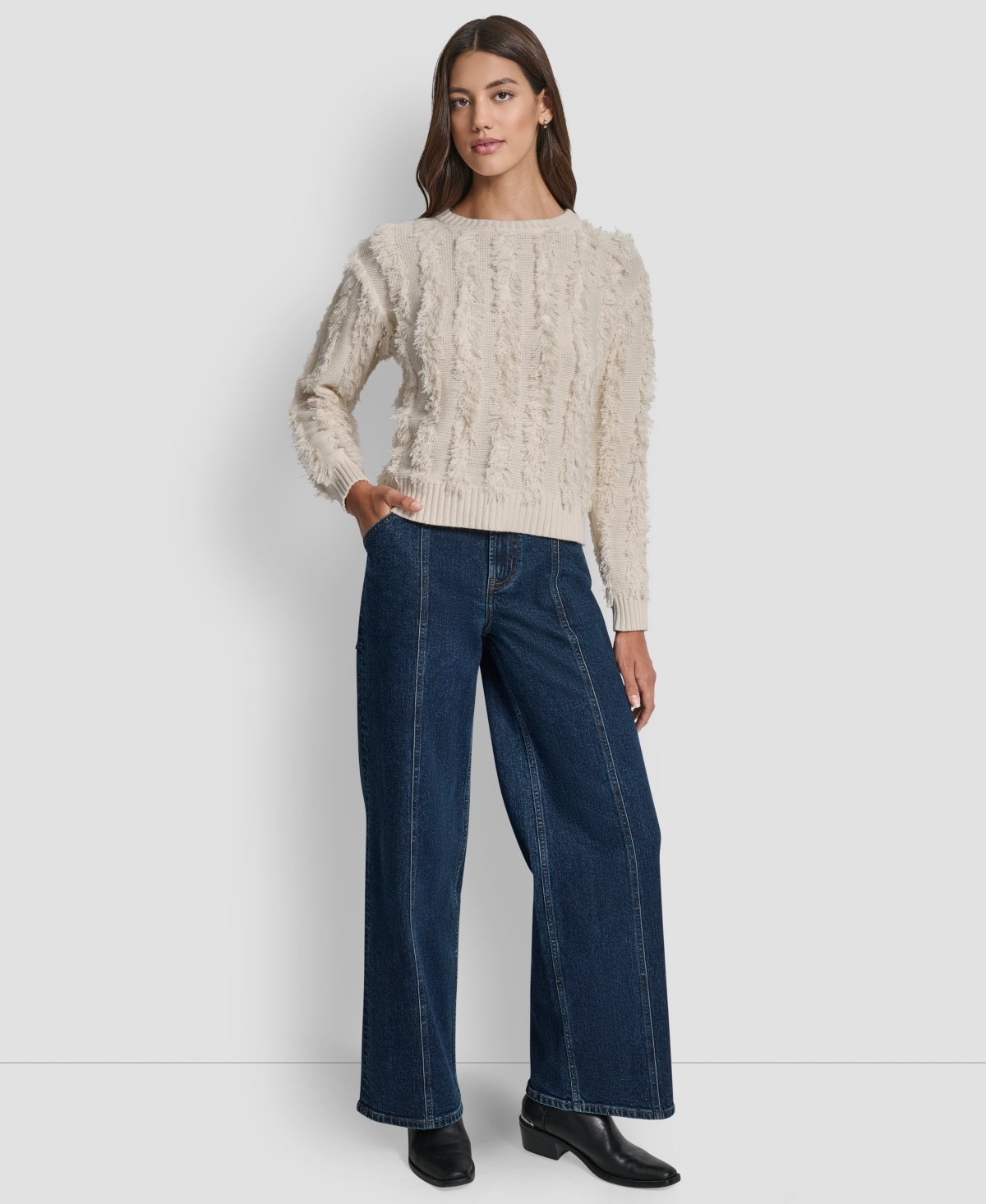 Dkny Jeans Women's Long Sleeves Sweater In Neutral