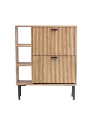 - 2-Drawer Shoe Cabinet in Solid Wood and Metal Exotic Boho Entry